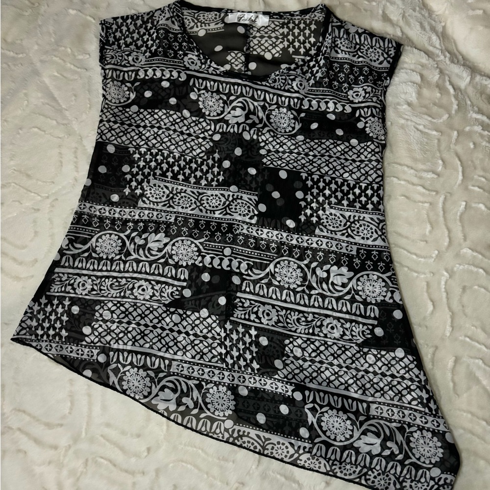 Sheer Asymmetrical Blouse
